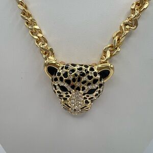 Fifth Avenue Collection Swarovski Crystal Gold and Black Panther Necklace